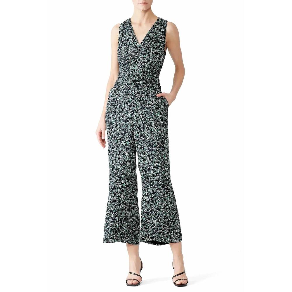 NEW GREYLIN luna printed culotte jumpsuit in black/green/white